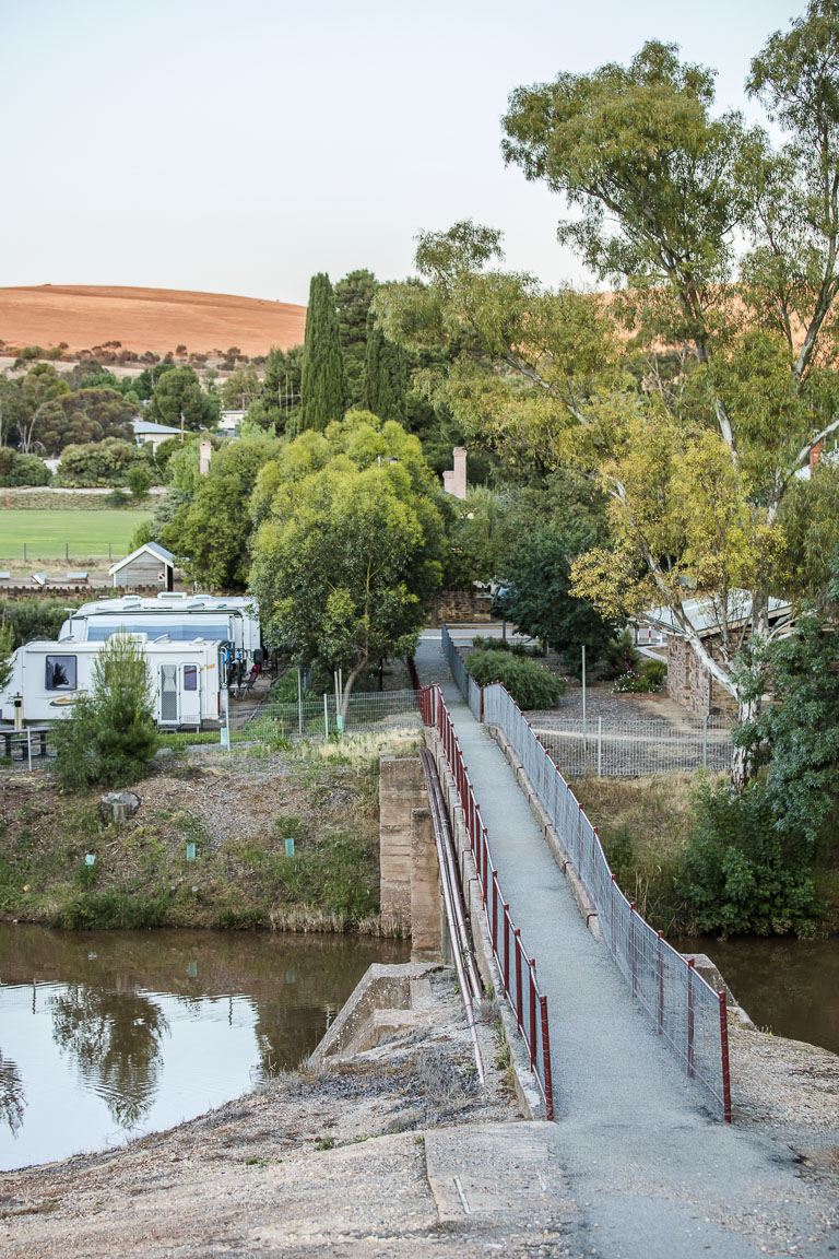 The creek and bridge at Burra where miners' families once lived in dugouts